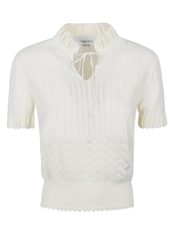 Alexander McQueen Ivory Viscose-Blend Pointed Turtleneck
