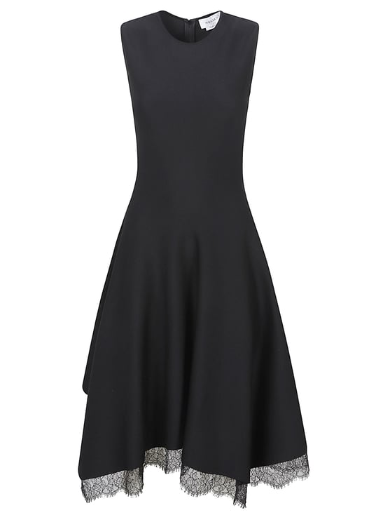 Alexander McQueen Black Wool-Blend Lace Handkerchief Dress