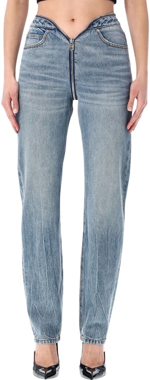 Alexander Wang V Zip Straight Jeans Light Indigo