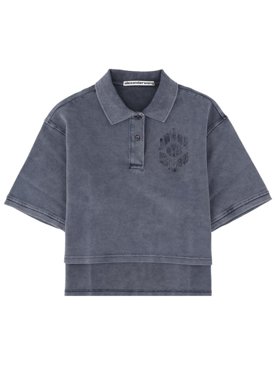 Alexander Wang Oversized Layered Hem Logo Polo Shirt