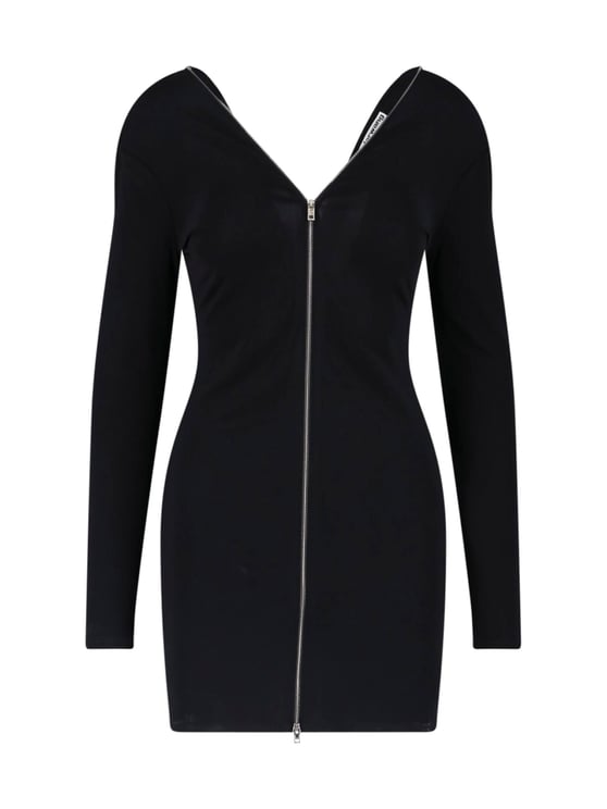 Alexander Wang Black Continuous Zipper V-Neck Mini Dress