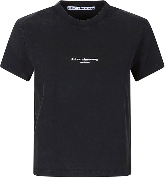 Alexander Wang Logo Print Shrunken T-shirt Black