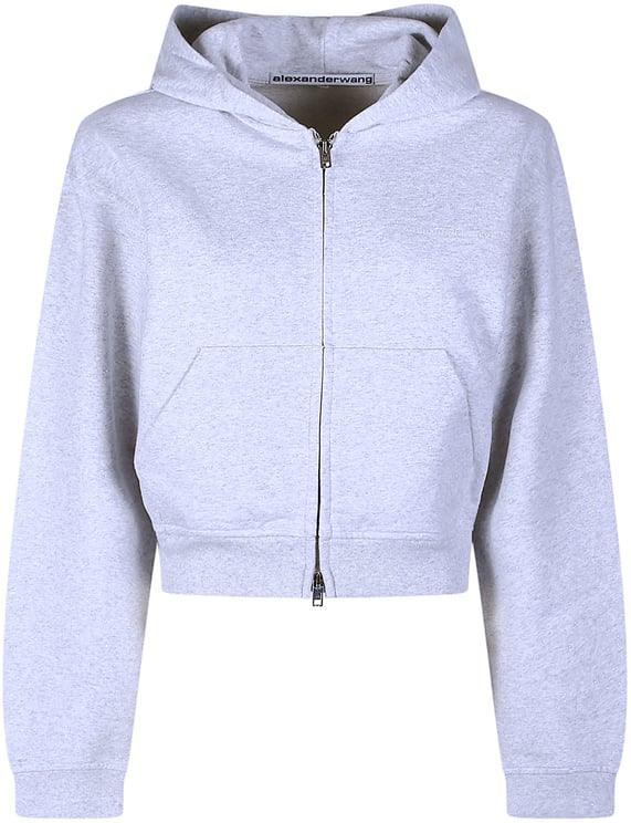 Alexander Wang Allover Hotfix Full Zip Hoodie Sweatshirt Grey
