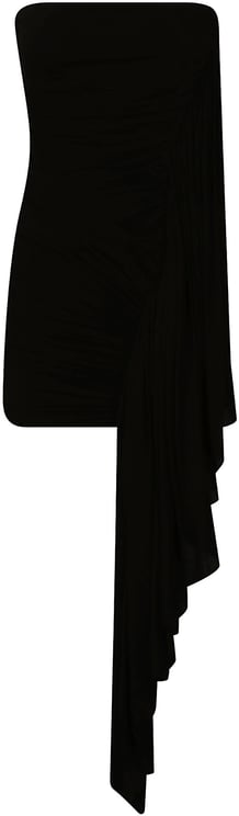 Alexander Wang Asymmetric Ruched Strapless Mini Dress Black