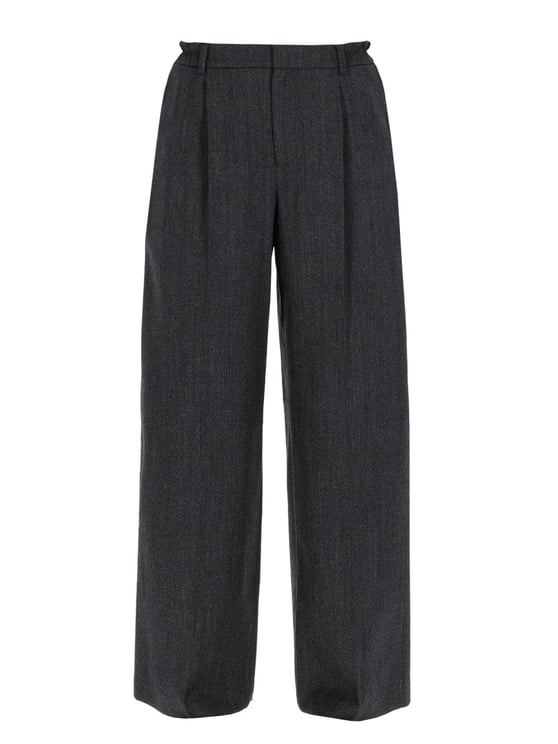 Alexander Wang Neutrals Tailored High-Waisted Textured Wool Wide-Leg Pants