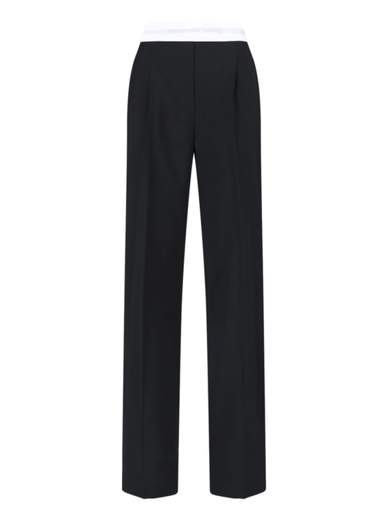 Alexander Wang High-Waisted Black Trousers With Contrast Elastic Waistband