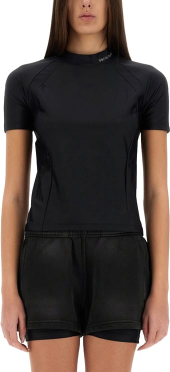 Alexander Wang Fitted Black T-Shirt With Logo Details