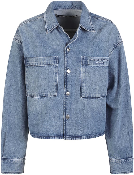 Alexander Wang Cropped Long Sleeve Shirt Blue