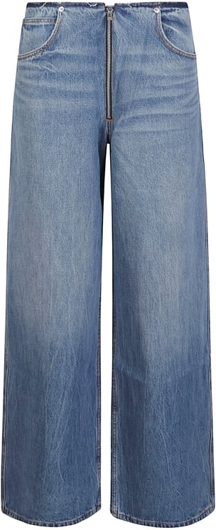 Alexander Wang Surge Low Rise With Exposed Zipper Wide Leg Jeans Blue