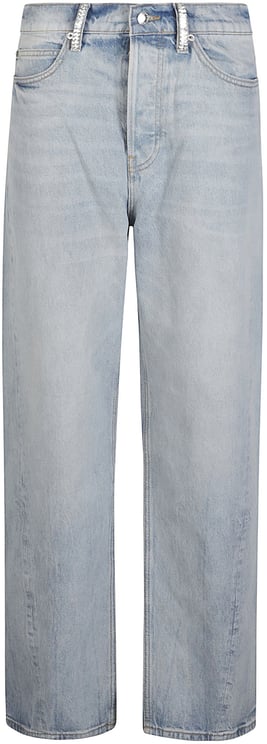 Alexander Wang Float Mid Rise Relaxed Whit Crystal Beltloops Jeans Blue