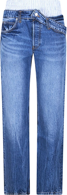 Alexander Wang Pre Styled Slim Boxer And Drop Waistband Jeans Blue