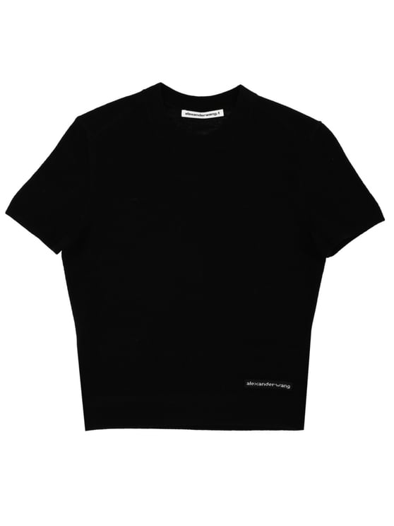 Alexander Wang Cropped Black Logo T-Shirt