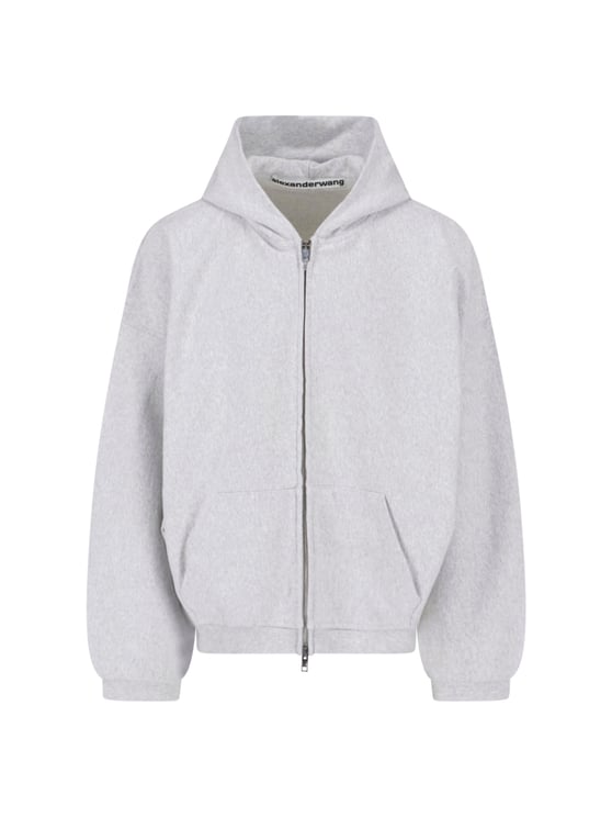 Alexander Wang Light Grey Zip-Up Sweatshirt with Hood