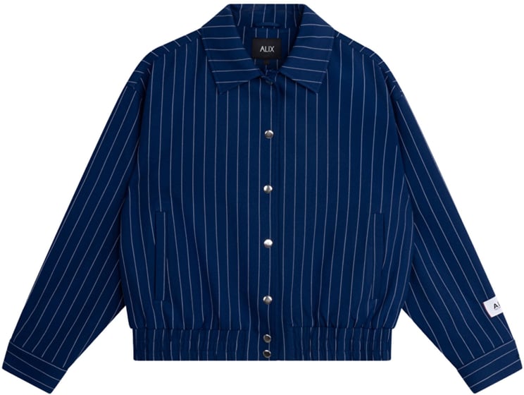 Alix The Label Alix The Label Ladies Woven Classic Striped Bomber Bomberjacks Donkerblauw 2602459551