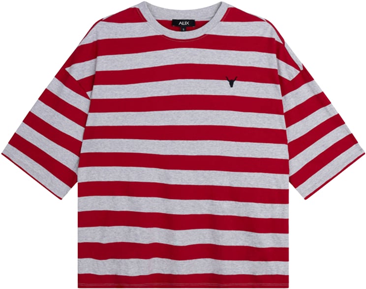 Alix The Label Alix The Label Ladies Knitted Block Stripe T-shirt T-shirts Rood 2602880607
