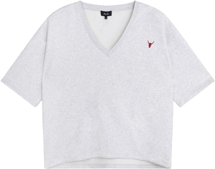 Alix The Label Alix The Label Ladies Knitted V-neck Shortsleeve Sweater T-shirts Lichtgrijs 2603873597