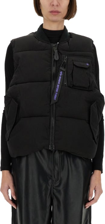 Alpha Industries Puffy Sleeveless Vest With High Collar