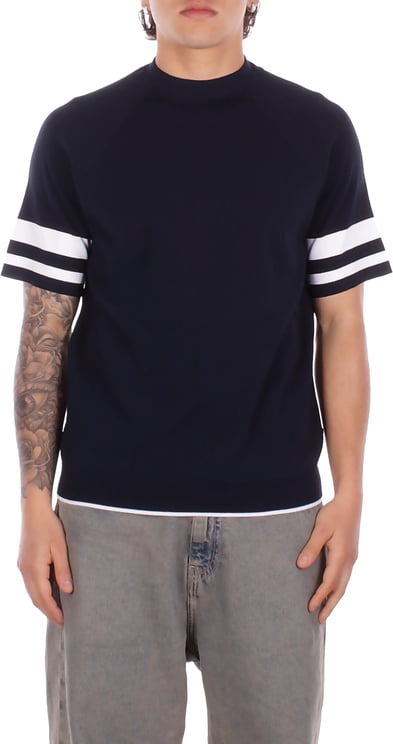 Alpha Studio T-Shirts And Polos Blu Bianco