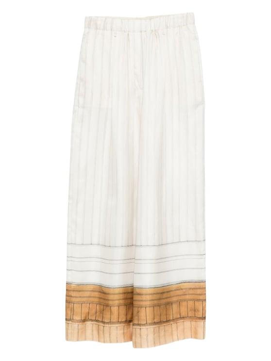 Alysi Wide Leg Pinstripes Silk Pants
