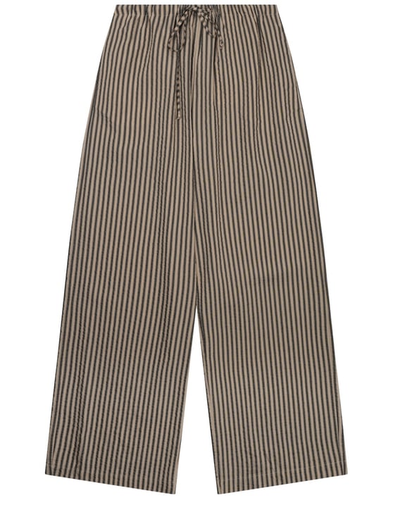 Alysi Neutrals Vertical Stripe Wide-Leg Pants