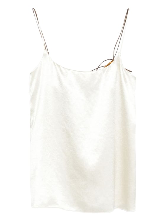 Alysi White Satin Straight Neckline Tank Top