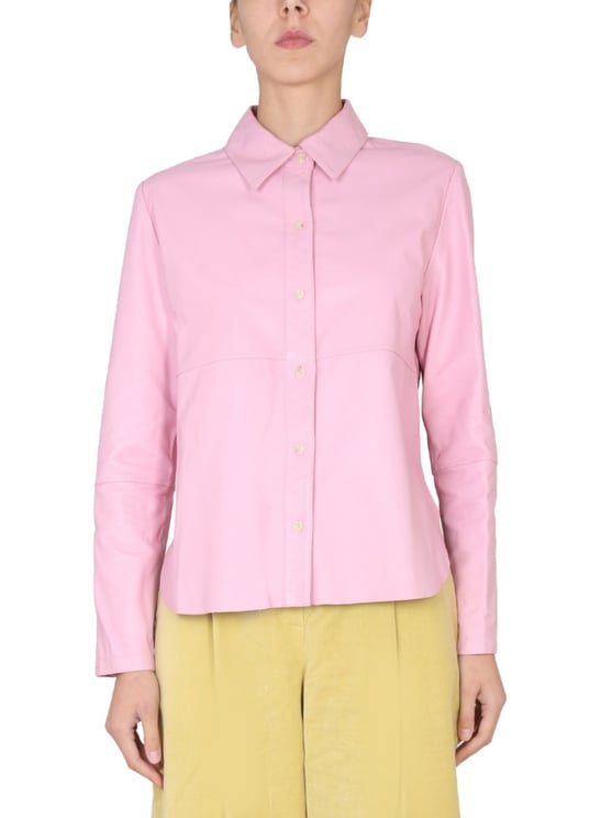 Alysi Pointed Collar Leather Jacket