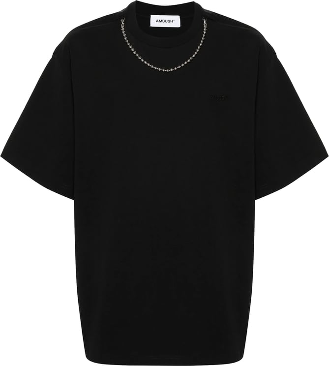 AMBUSH Black Ballchain Detail Organic Cotton T-Shirt