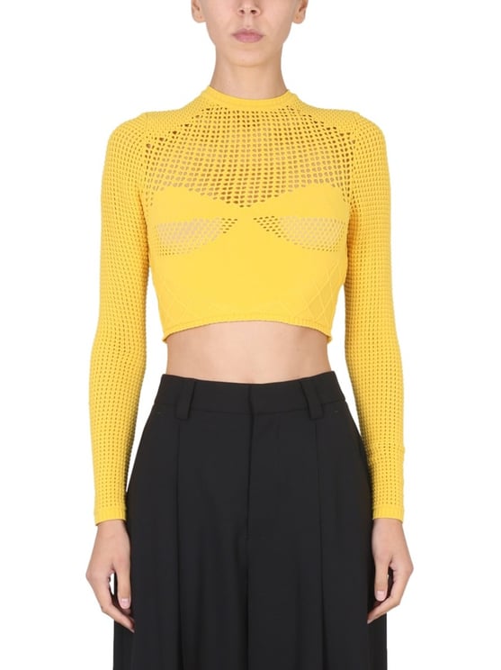 AMBUSH Perforated Crop Shirt With High Neckline