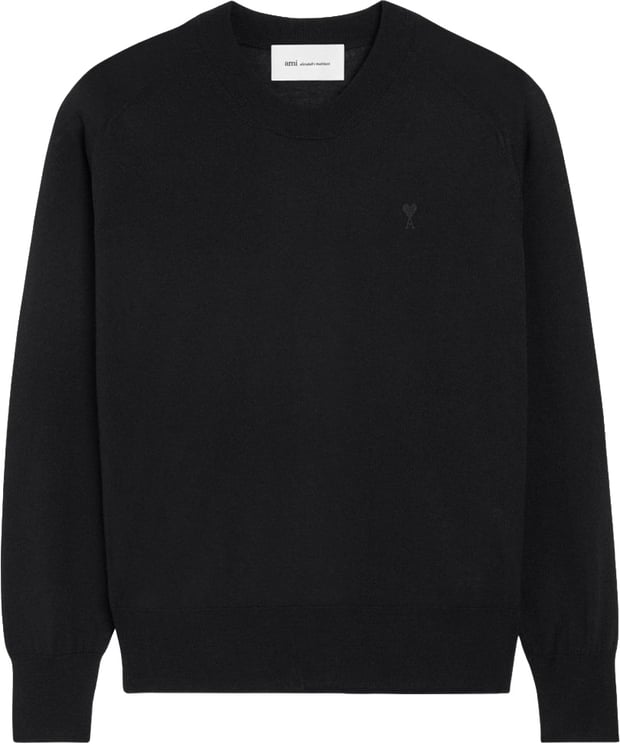 AMI Paris Black Round Neck Long Sleeve Logo Sweatshirt