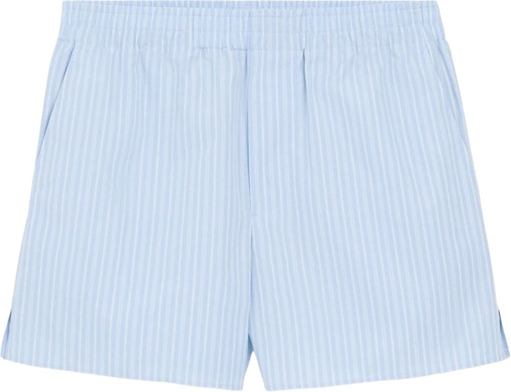 AMI Paris Light Blue Striped Shorts