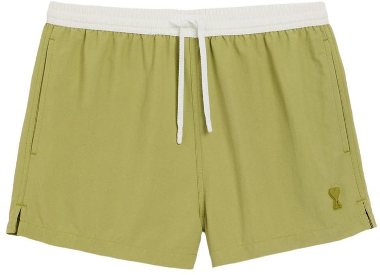 AMI Paris Tailored Olive Green Shorts with Contrasting Waistband