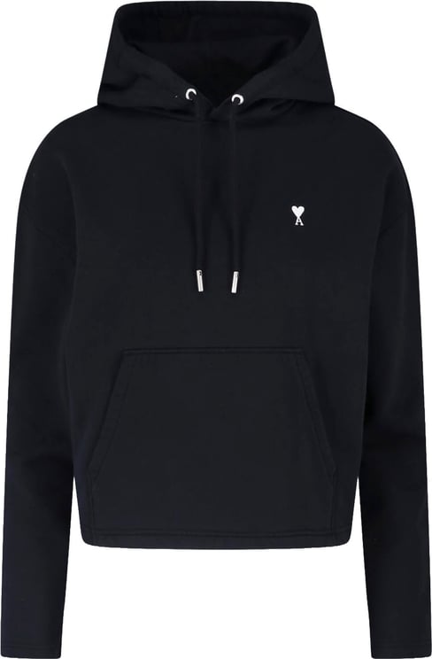 AMI Paris Black Ami de Coeur Cropped Hoodie