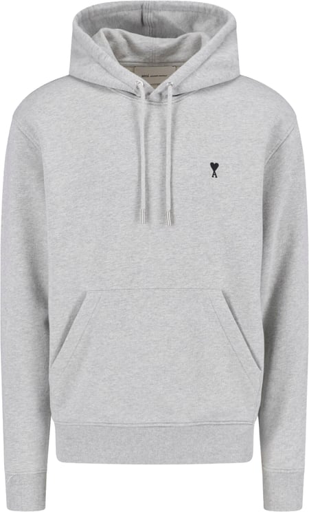 AMI Paris Grey Ami de Cœur Kangaroo Pocket Hoodie