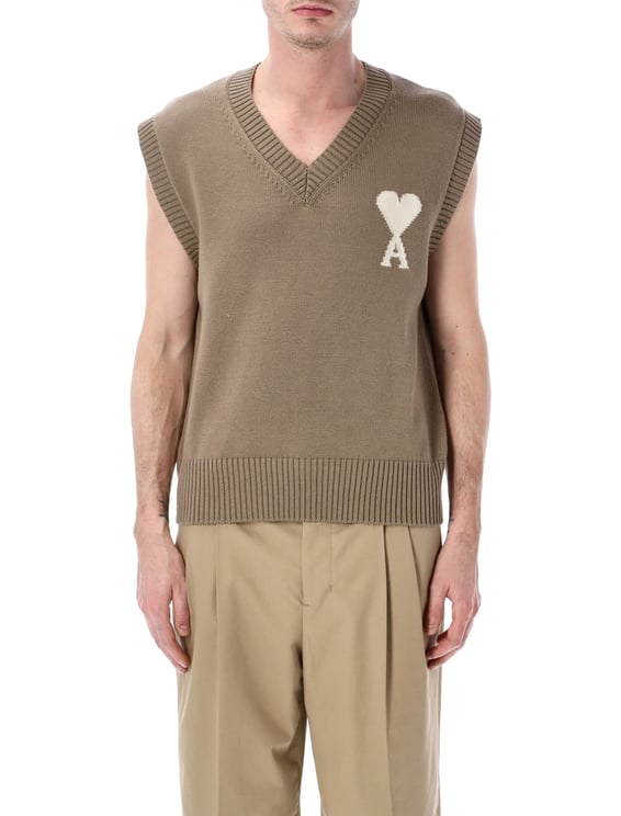 AMI Paris Ami De Coeur Gilet Beige Taupe