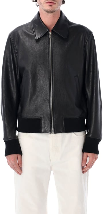 AMI Paris Leather Bomber Nero