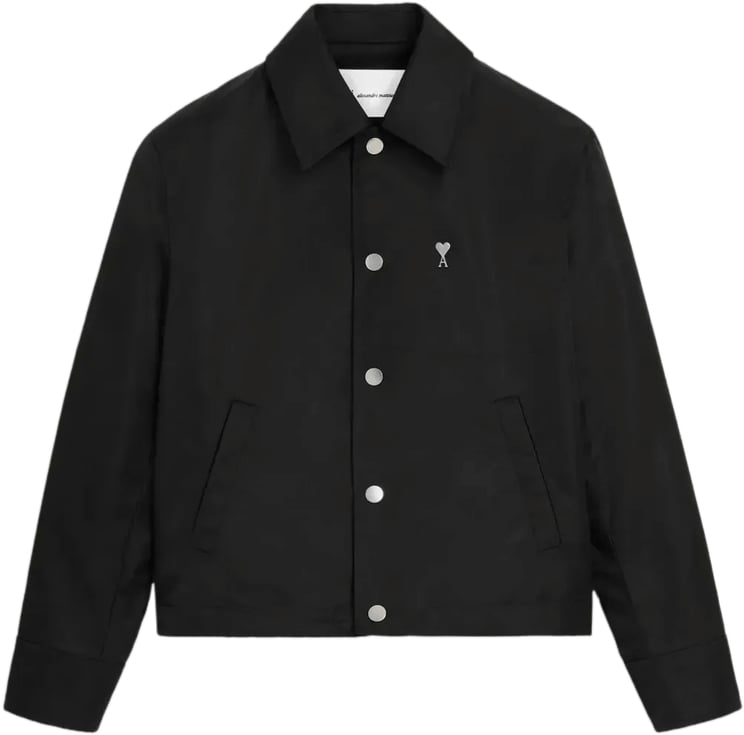 AMI Paris ZWARTE JAS MET KNOPEN EN ZWARTE KLINKNAGELS