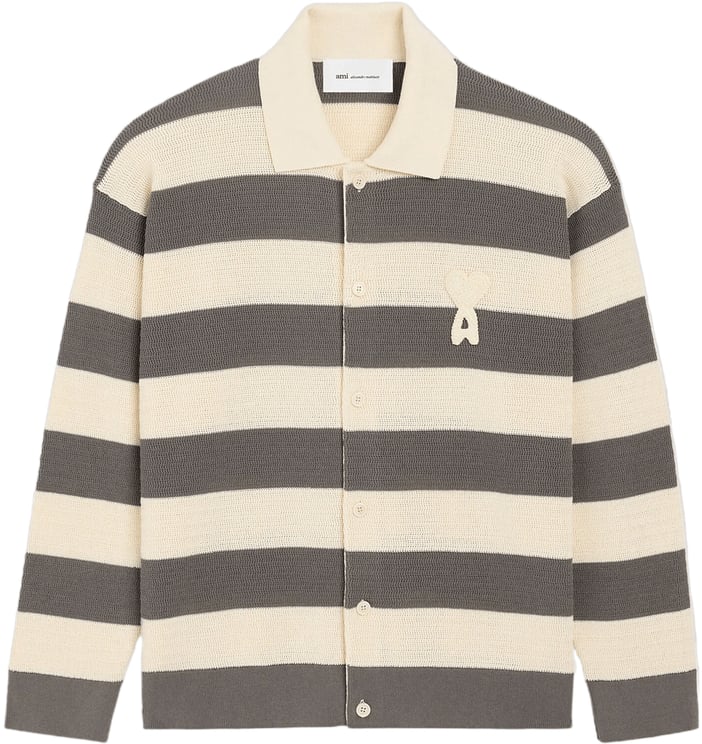 AMI Paris Polo Cardigan ADC Wit