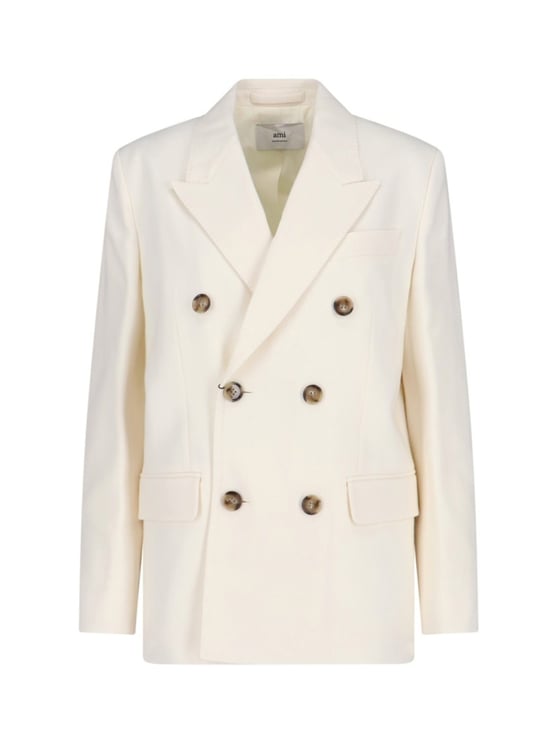 AMI Paris Double-Breasted Blazer – White