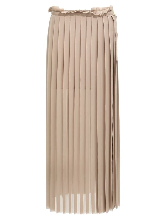 AMI Paris Long Pleated Skirt With Flowing Silhouette And Smooth Texture