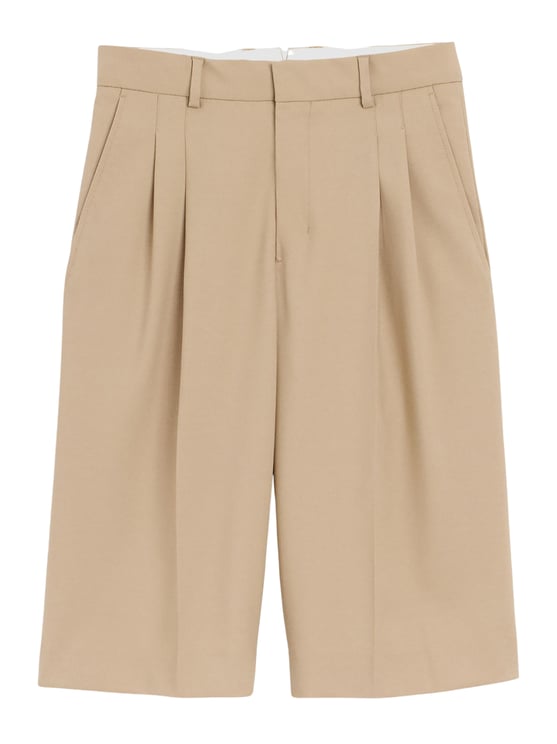 AMI Paris Beige Front Darts Wool Shorts