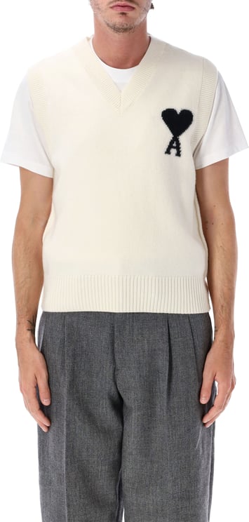 AMI Paris Sleeveless Sweater Adc Beige