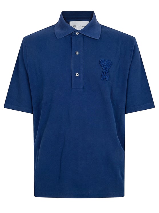 AMI Paris Classic Piqué Cotton Polo Shirt with Embroidered Logo