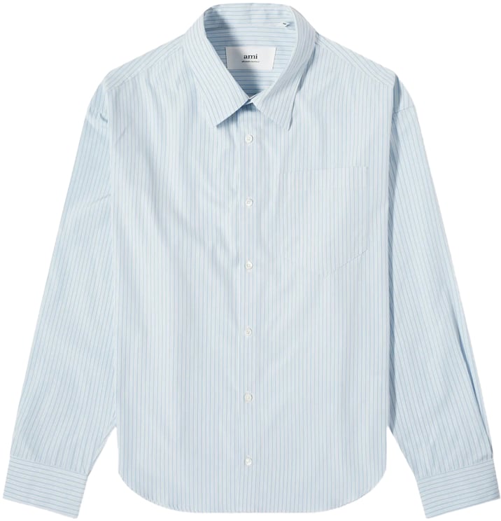 AMI Paris De Coeur Boxy Fit Striped Shirt