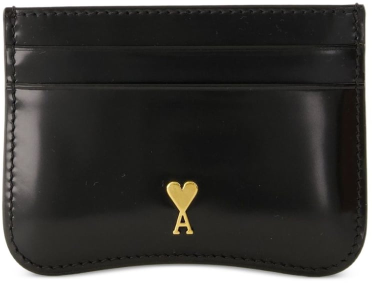 AMI Paris Square-Shaped Black Wallet With Card Slots