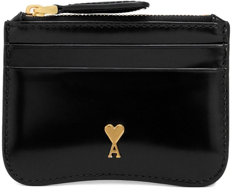 AMI Paris Black Glazed Wallet
