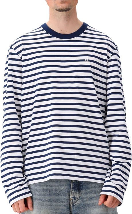 AMI Paris AMI Paris Longesleeve T-Shirt Blauw Mariniere LS