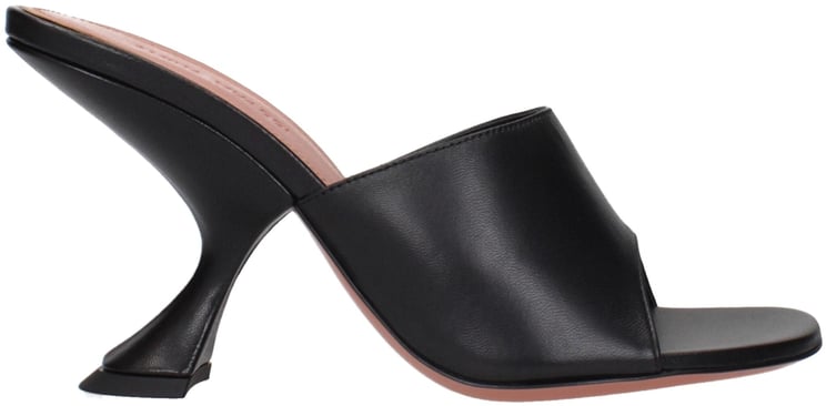Amina Muaddi Amina Muaddi Black Leather Stiletto Heel Sandals