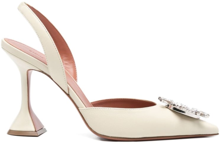 Amina Muaddi With Heel White
