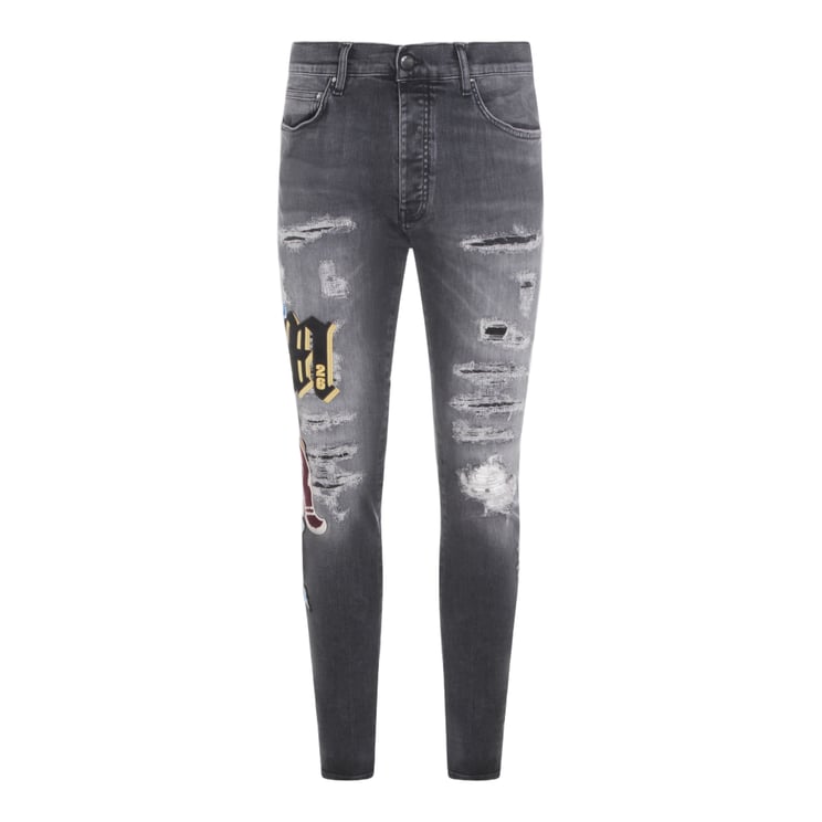 Amiri Slim-Fit Distressed Jeans with Bold Embroidered Patches