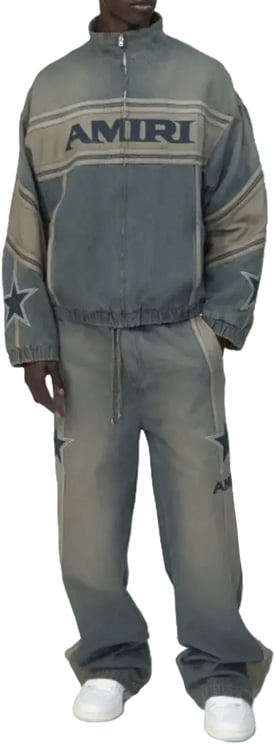 Amiri AMIRI SPORT DENIM TRACKJACKET WORN SLATE